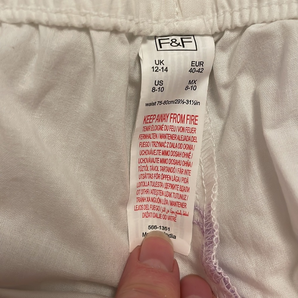 Cotton scallop pineapple white neon short and cami pyjamas size 8-10 - Picture 6 of 9